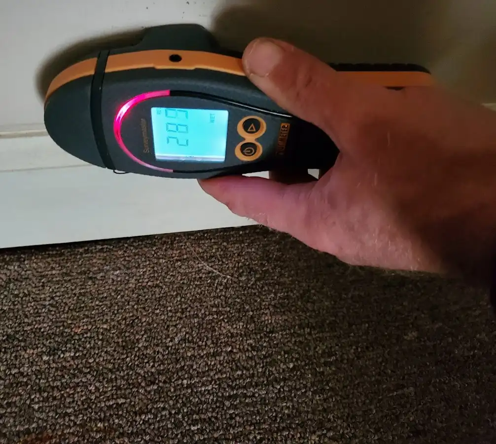 Moisture detection at baseboard during Sewage Cleanup & Sanitation in Clarendon Hills